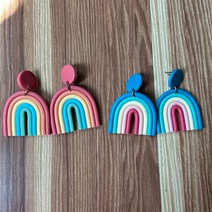 Rainbow clay earrings